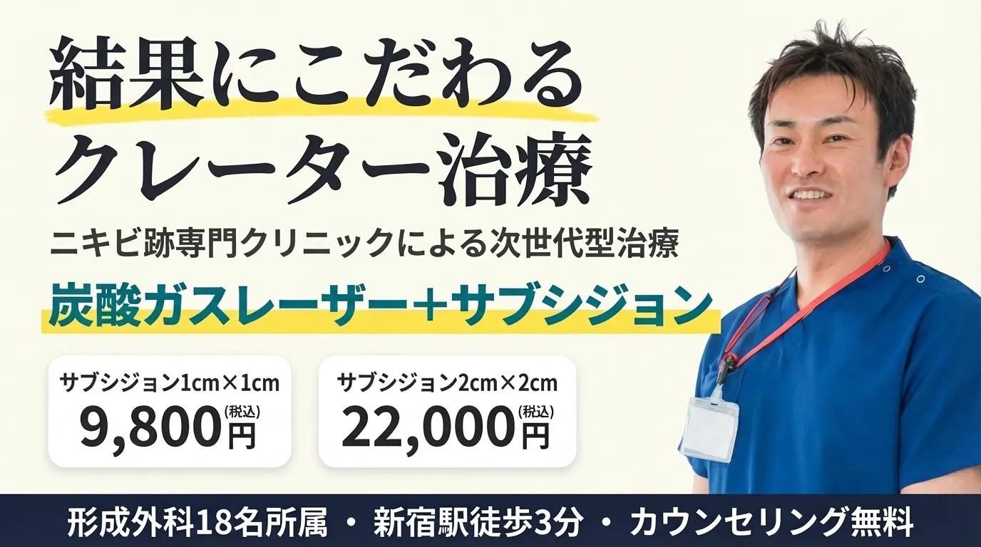 結果にこだわるクレーター治療 ニキビ跡専門クリニック 炭酸ガスレーザー＋サブシジョン