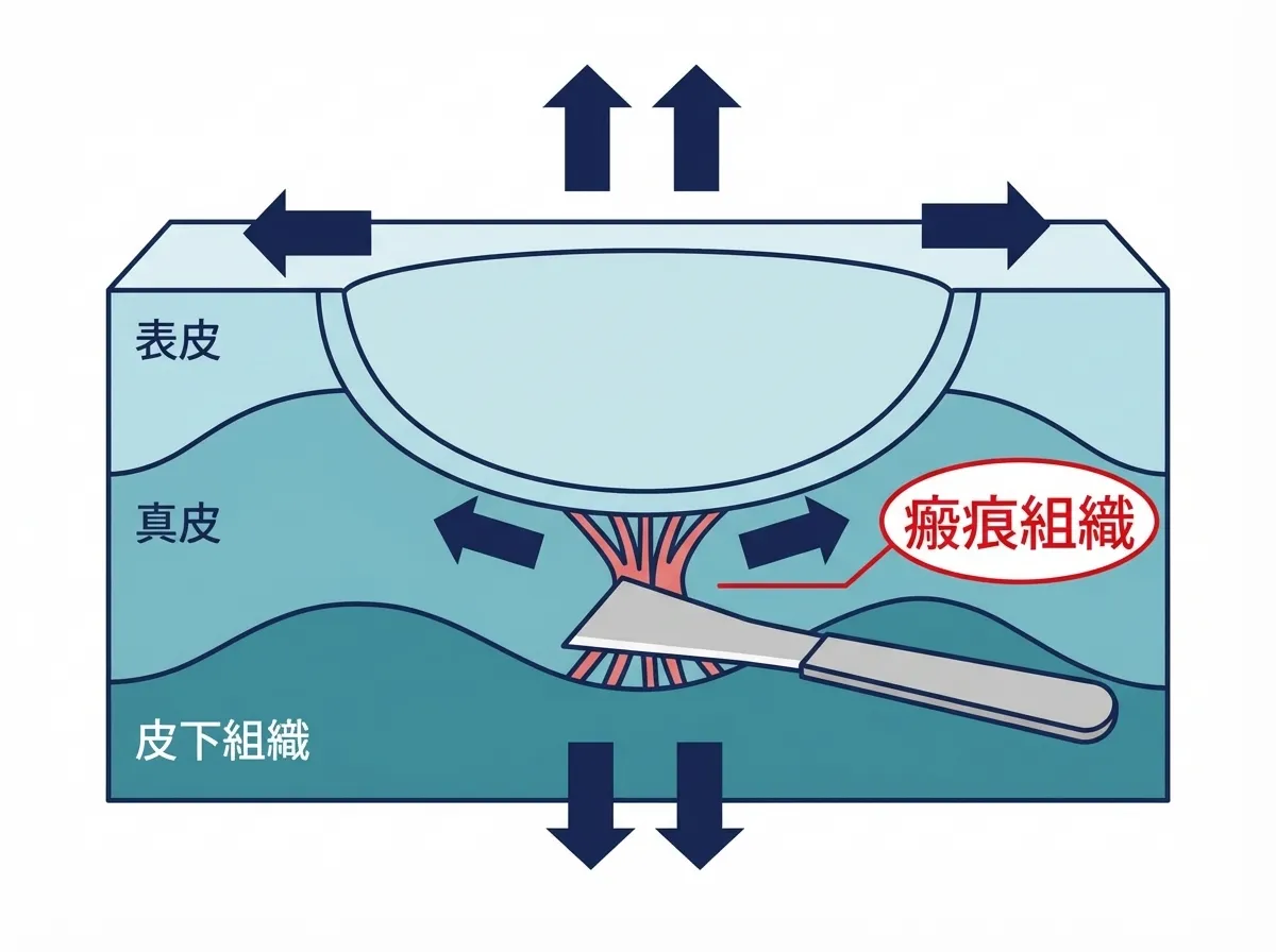 STEP2: サブシジョンで癒着した瘢痕組織を剥離