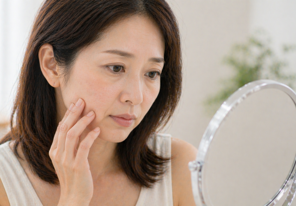 シワやたるみを気にする女性
